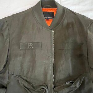 Banana Republic Green Bomber Jacket with Stand-Up Collar